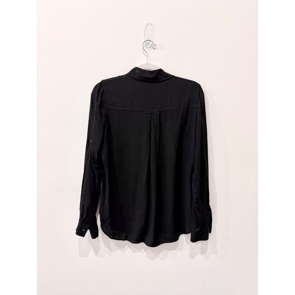L'Agence Lunetta Roll Tab Sleeve Front Button Shirt Matte Black Women's Size XS - Picture 5 of 7